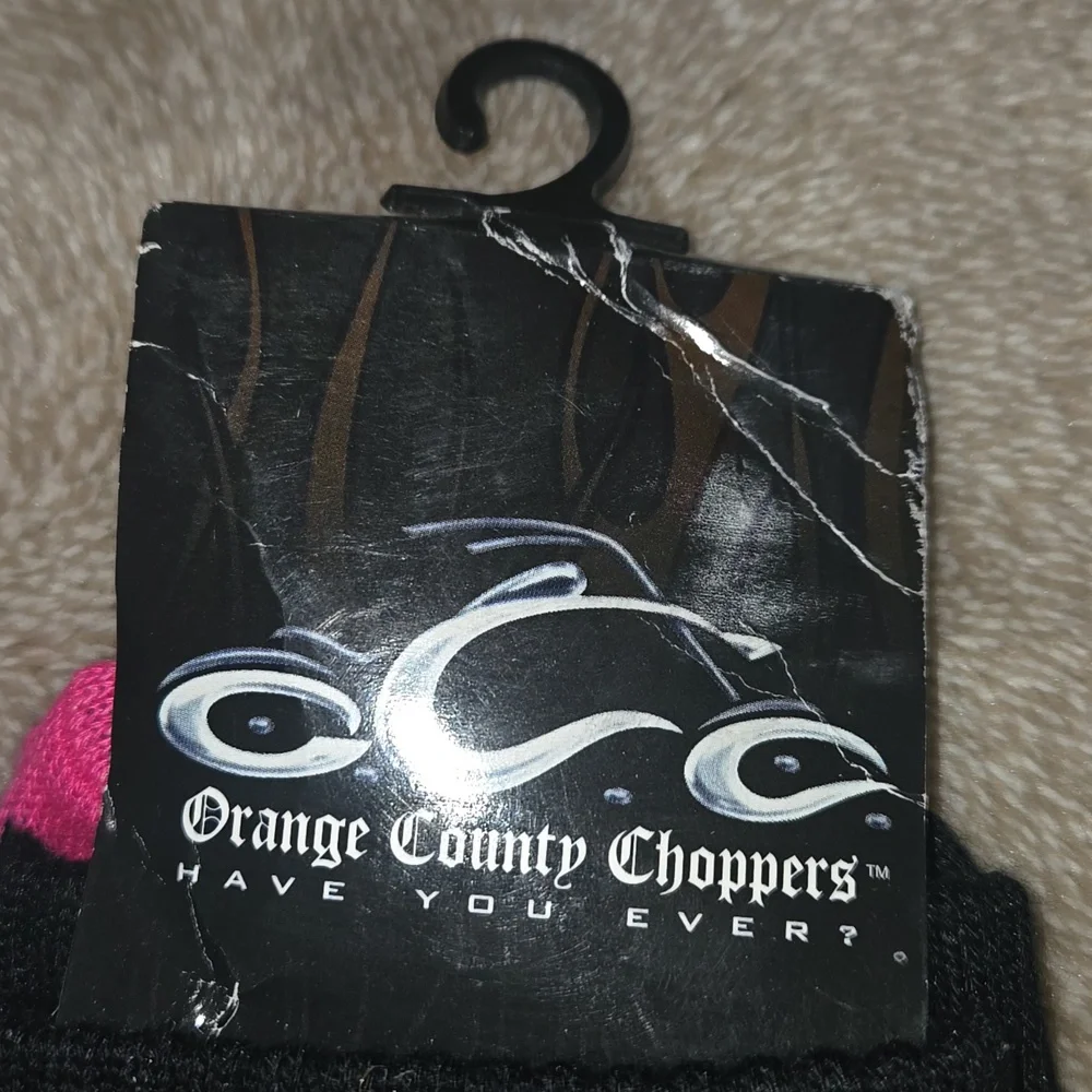 Vintage Orange County Choppers OCC Womens Black and Pink Socks Size 9-11